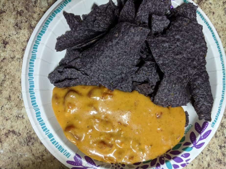 Weight Watchers queso dip and chips