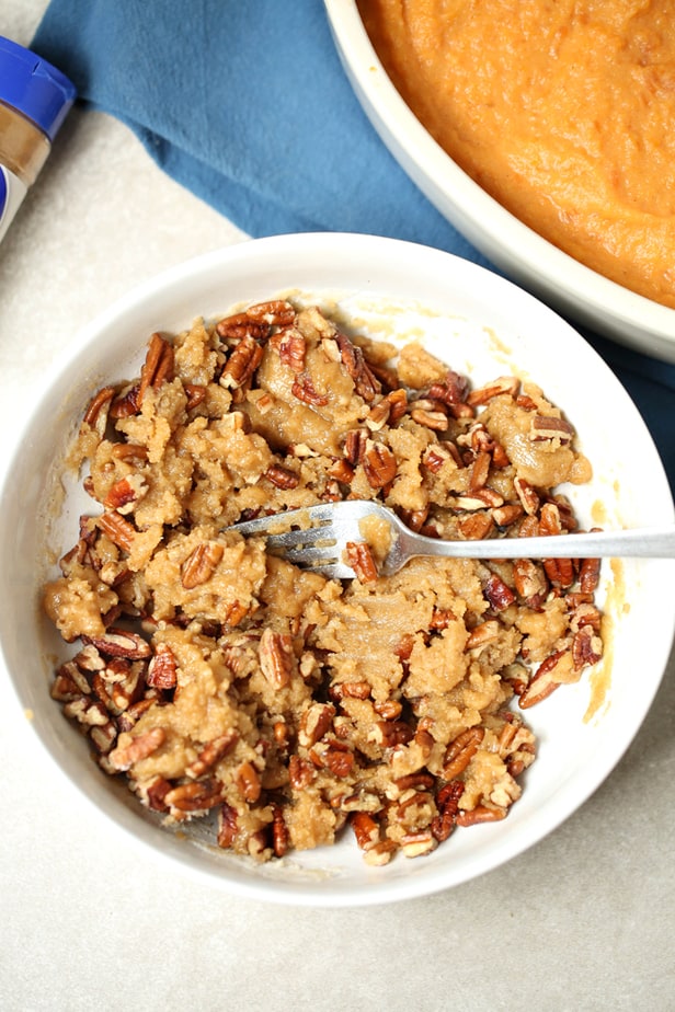 Pecans, Brown Sugar, And Flour. Baked Sweet Potatoes