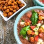 Chilled Gazpacho with Crispy Chickpea Croutons