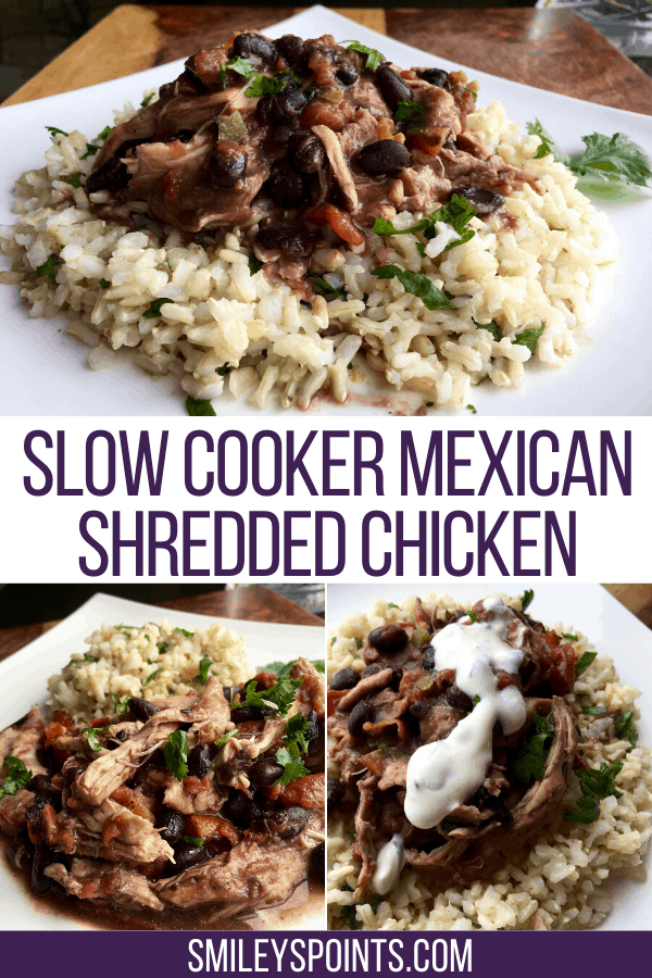 collage of slow cooker mexican shredded chicken