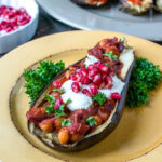 Stuffed Eggplant on yellow plate