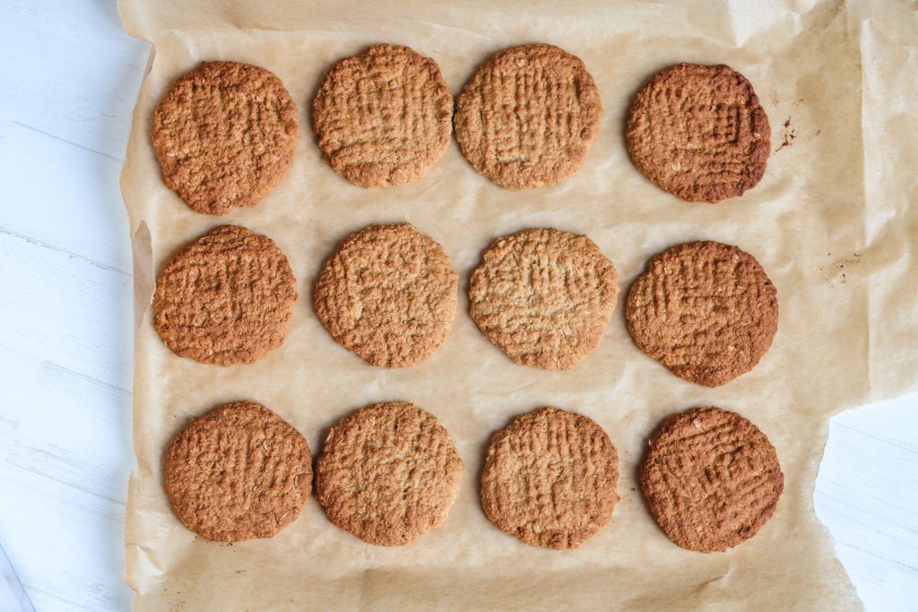 12 oatmeal cookies on brown paper