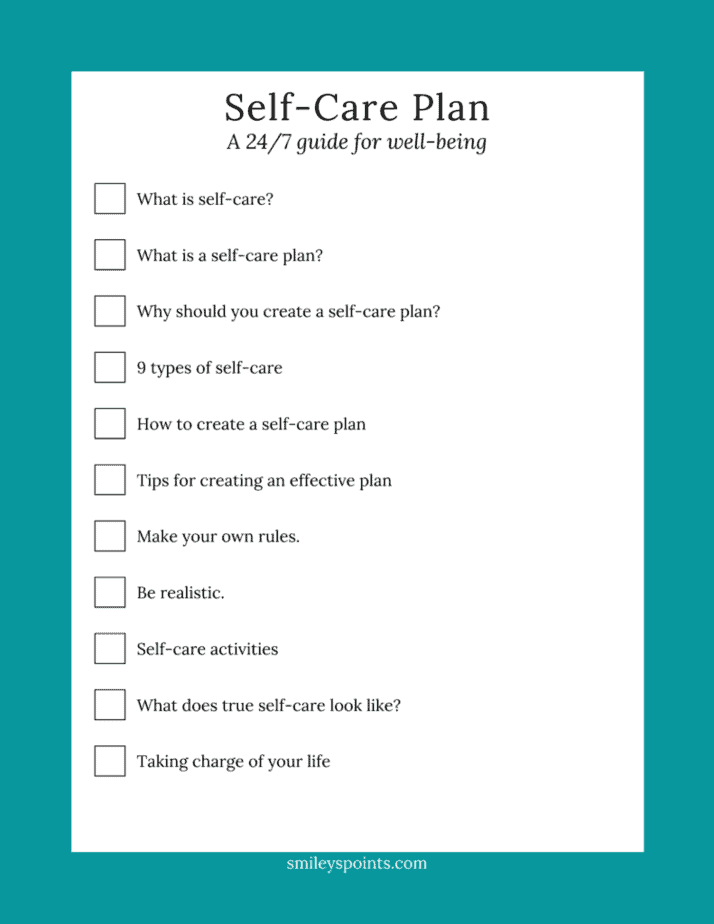 The Self Care Plan: A Complete 365 24/7 Plan for Well-Being - Smiley's ...