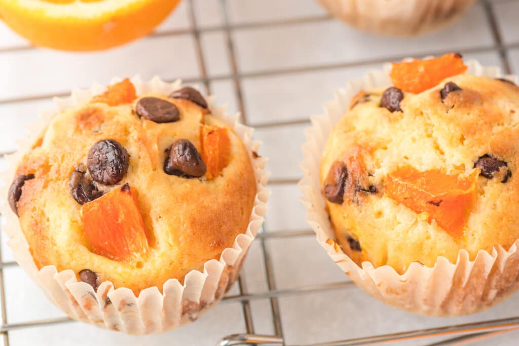 Low point Orange muffins on a cooling rack