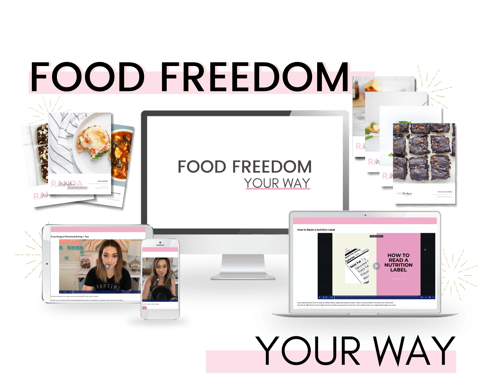 collage of food freedom your way products