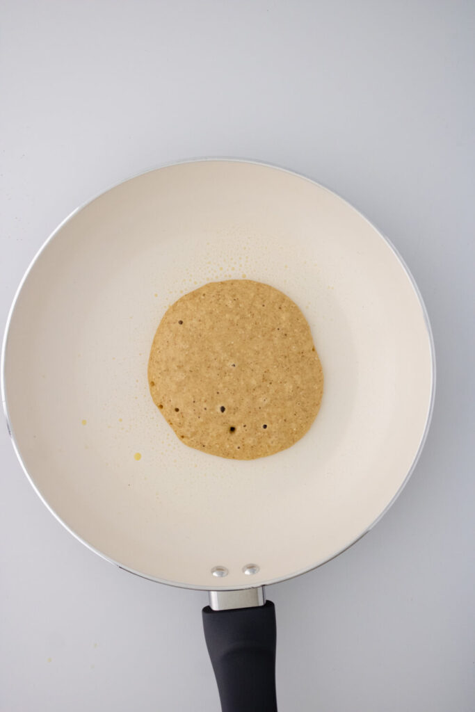 batter poured in the white griddle