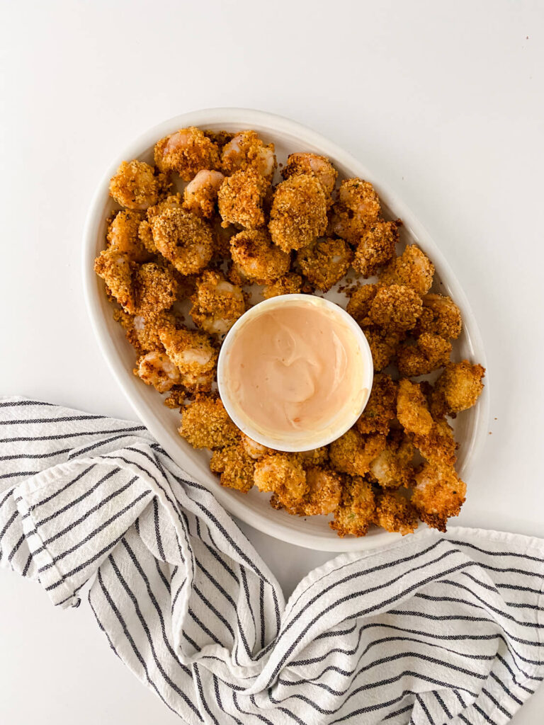 air fryer popcorn shrimp with dipping sauce