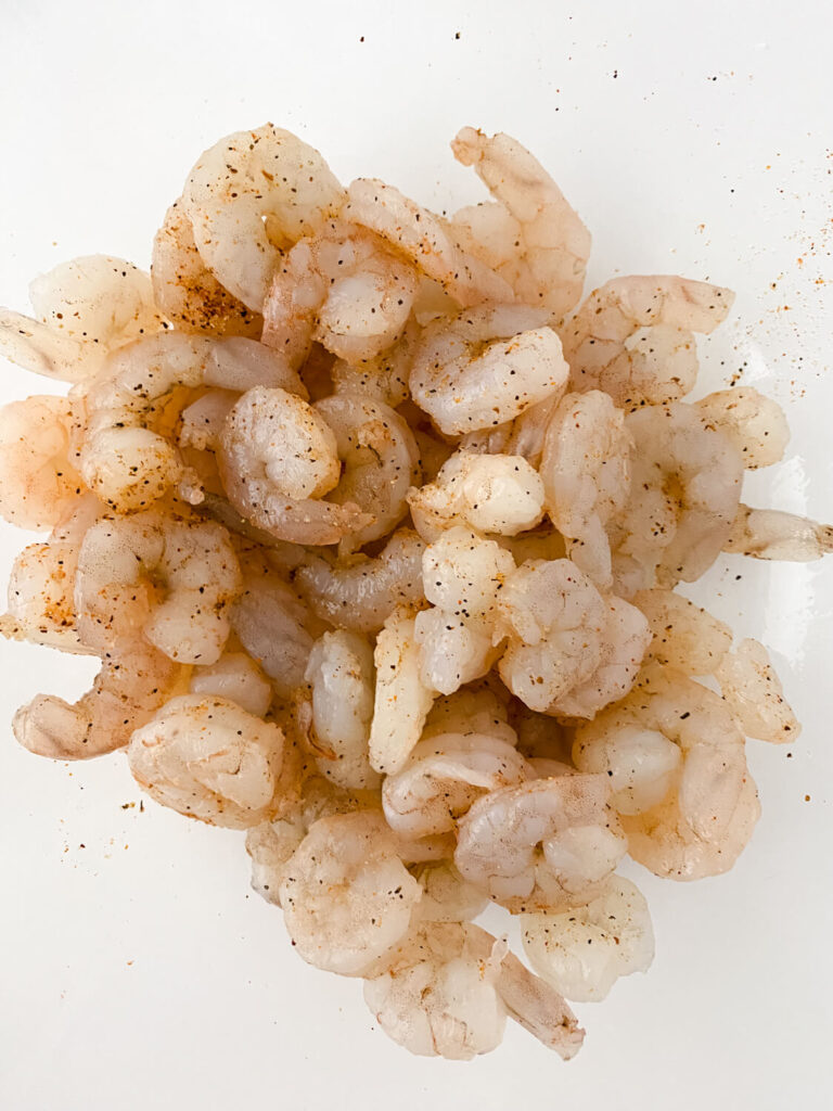 seasoning mixed with the shrimp
