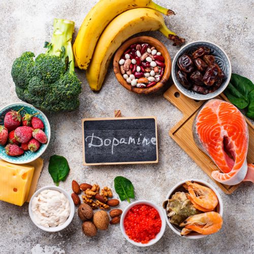 Dopamine foods, nuts, fish, banana, broccoli, dates